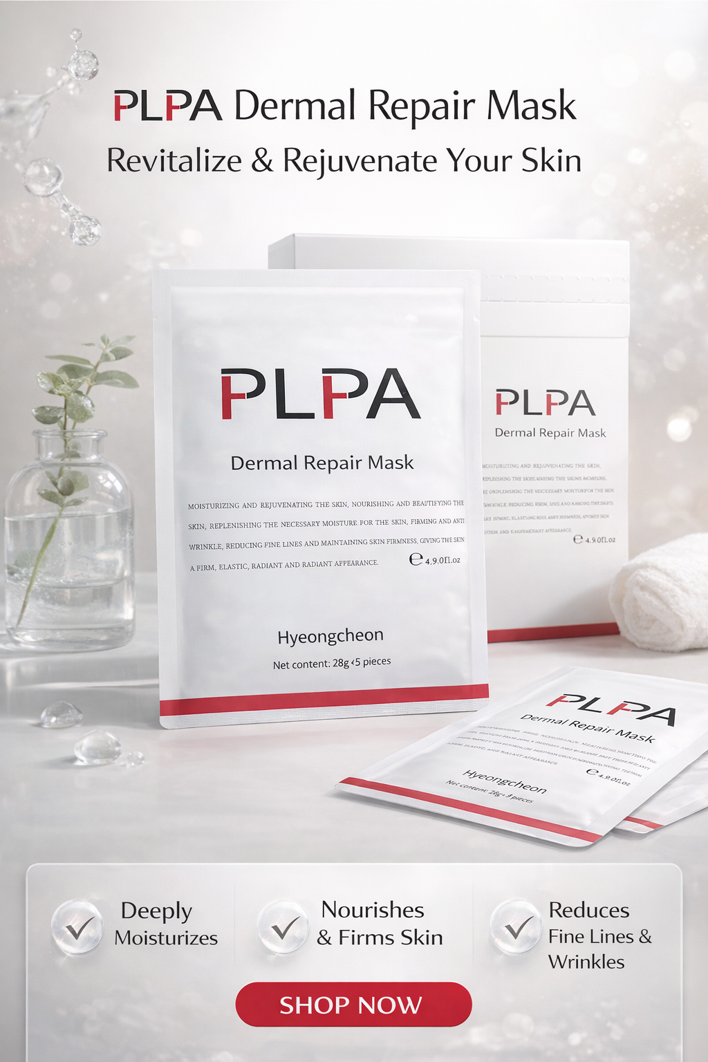 PLPA Dermal Repair Sheet Mask — 5-Pack (28g × 5)