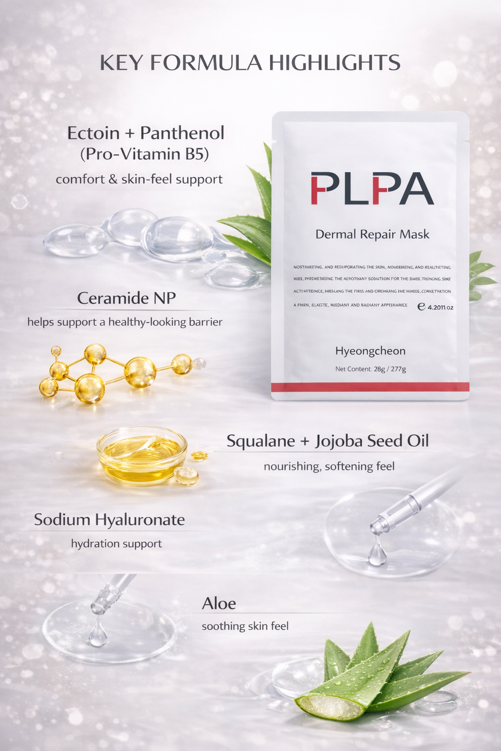 PLPA Dermal Repair Sheet Mask — 5-Pack (28g × 5)